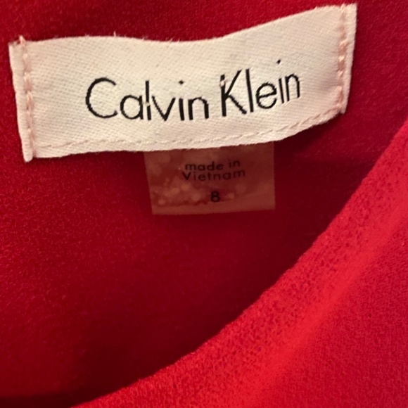 Red Calvin Klein Short Pleated Dress - Picture 2 of 3